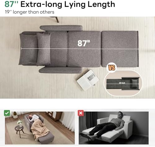 Iroomy 5-Level Adjustable Convertible Sleeper Chair, 3-in-1 Pull Out Sofa Bed...