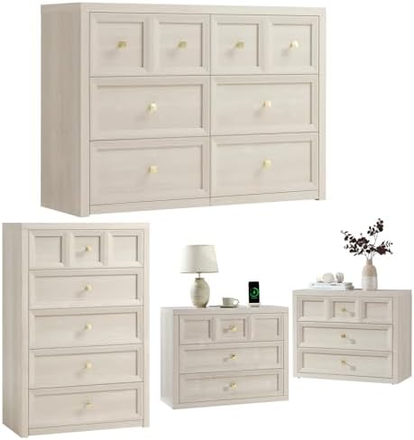 6 drawers dresser for bedroom-46.5" wide wooden chest, close-up detail
