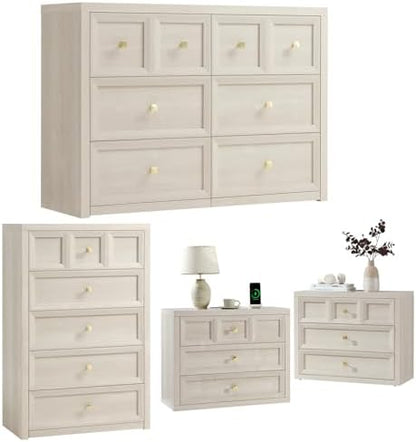 6 drawers dresser for bedroom-46.5" wide wooden chest, close-up detail