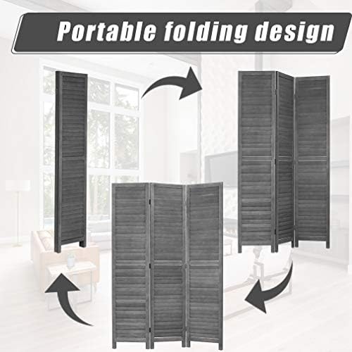 3 panel wood room divider 5.7 ft tall showing dimensions