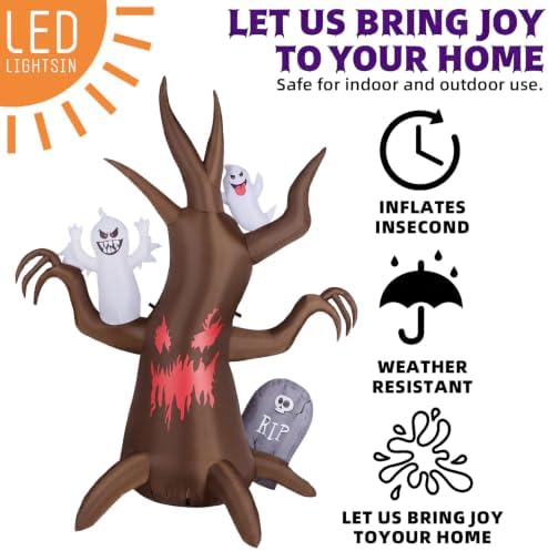8FT Halloween Inflatable Scary Tree Decorations Blow Up Yard Decor