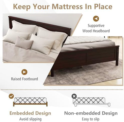 komfott full size wood bed frame with 2 on a desk or shelf
