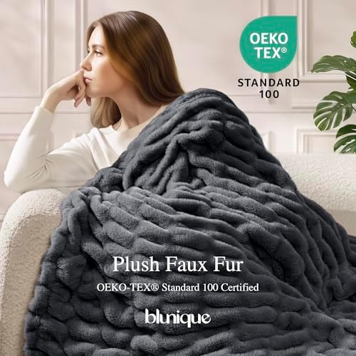 double-sided faux fur throw blanket, 1000 gsm ultra shown in use