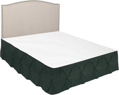 Nestl Forest Green Bed Skirt Full Size, Pinch Pleat Full Bed Skirt, Hotel - Image 7