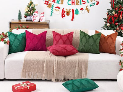 decorUhome Christmas Throw Pillow Covers 18x18 Inch Set of 2, Soft Plush Faux - Image 8