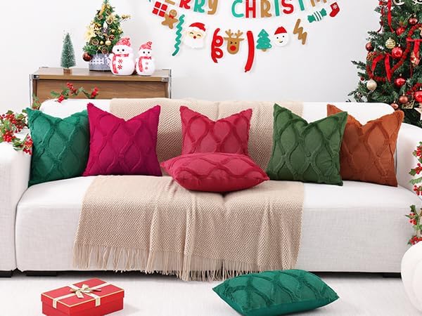 decorUhome Christmas Throw Pillow Covers 24x24 Inch Set of 2, Soft Plush Faux - Image 8