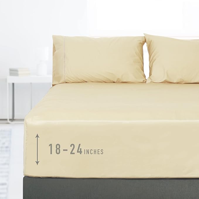 Sunflower California King Fitted Sheet, 1-Piece Extra Deep Pocket Fitted Bottom by SunflowerHometexUS