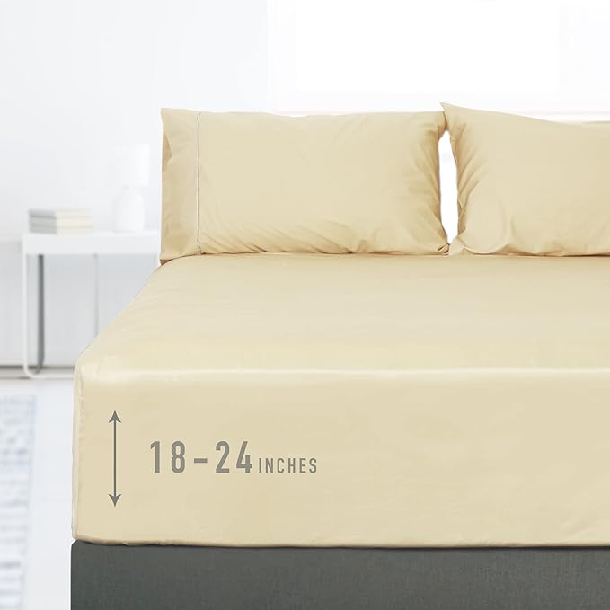 Sunflower Queen Fitted Sheet, 1-Piece Extra Deep Pocket Fitted Bottom Sheet 22" by SunflowerHometexUS