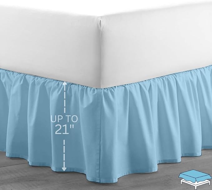 Ruffle Bed Skirt with Split Corners, Microfiber Dust Ruffled - Image 2