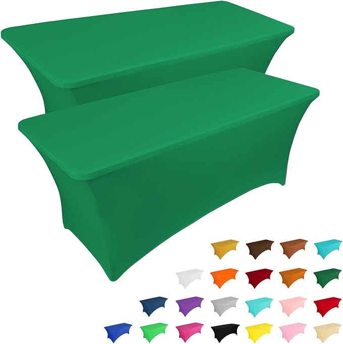 IVAPUPU 4FT Table Cloth for Rectangular Fitted Events Stretch Emerald Green by IVAPUPU