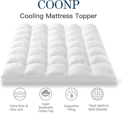 COONP King Mattress Topper, Extra Thick Pillowtop, Cooling Plush Mattress Pad - Image 2