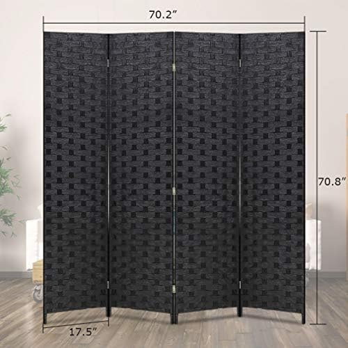 fdw 4-panel folding room divider | 6ft, black on a desk or shelf