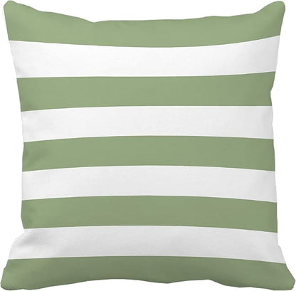 Leaveland Sage Green and White Stripe Set of 2 18x18 Inch Cotton Polyester - Image 3