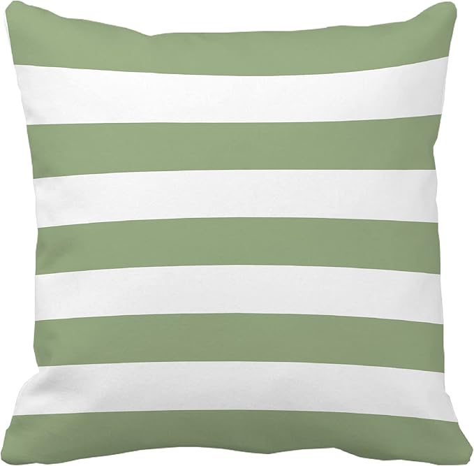 Leaveland Sage Green and White Stripe Set of 2 18x18 Inch Cotton Polyester - Image 6
