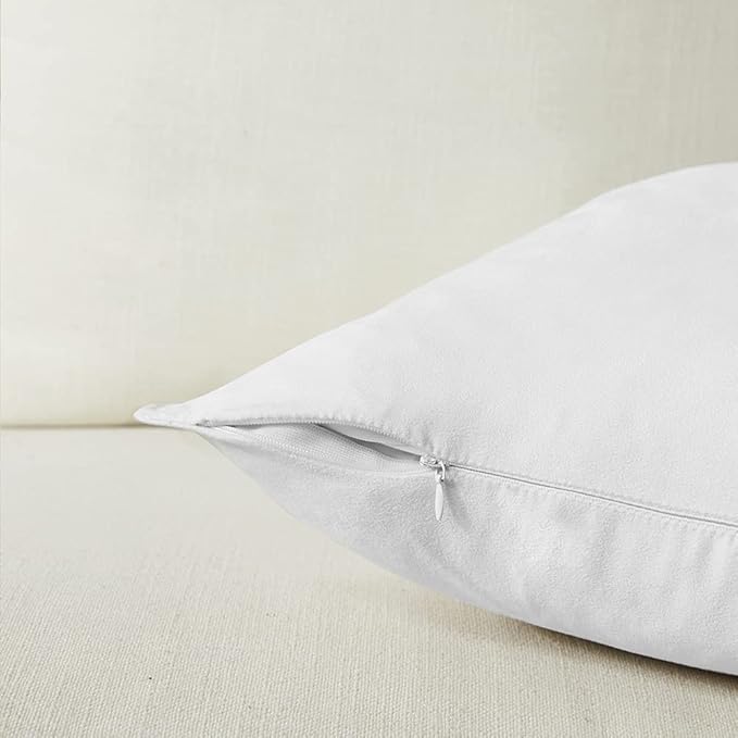 Fancy Homi Set of 2 Pure White Lumbar Decorative Throw Pillow Covers 12x20 Inch - Image 2