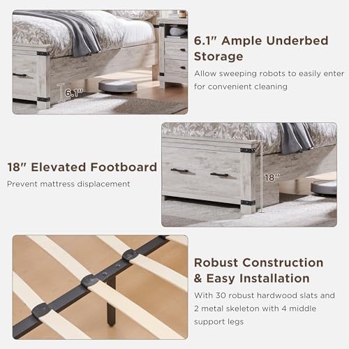 redlemon 54" farmhouse king bed frame with headboard on a desk or shelf