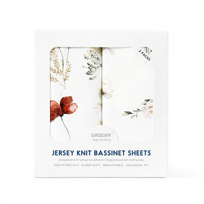 GRSSDER Ultra Soft Bassinet Sheets 2 Pack, Stretchy Breathable Knit Bassinet - Image 4