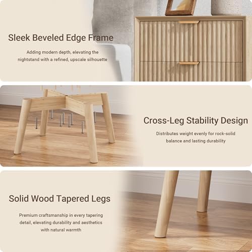 fluted nightstand with charging station & beveled edges, close-up detail
