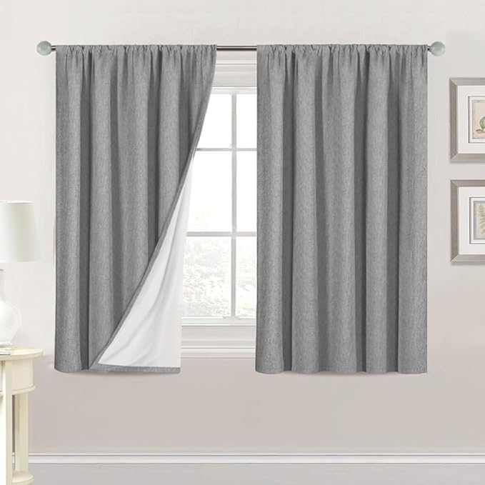 H.VERSAILTEX Linen Look 100% Blackout Curtains 45 Inches Long by HVERSAILTEX