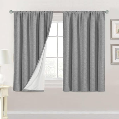 H.VERSAILTEX Linen Look 100% Blackout Curtains 45 Inches Long by HVERSAILTEX