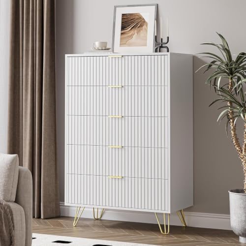 white 5 drawer dresser for bedroom, fluted dresser, package contents