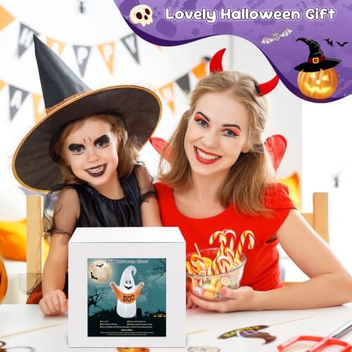 4FT Halloween Inflatable Ghost with Boo Banner,Bulit-in LEDs