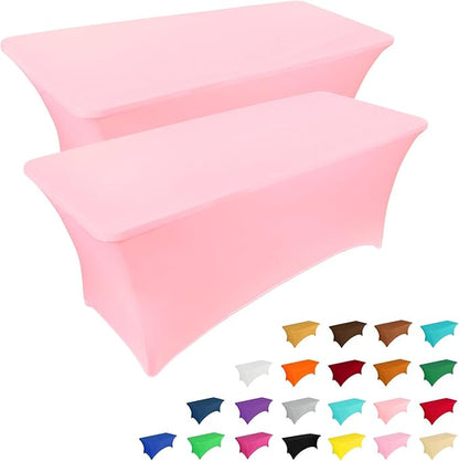 IVAPUPU 2 Pack 6FT Table Cloth for Rectangular Fitted Events Stretch Pink Table by IVAPUPU