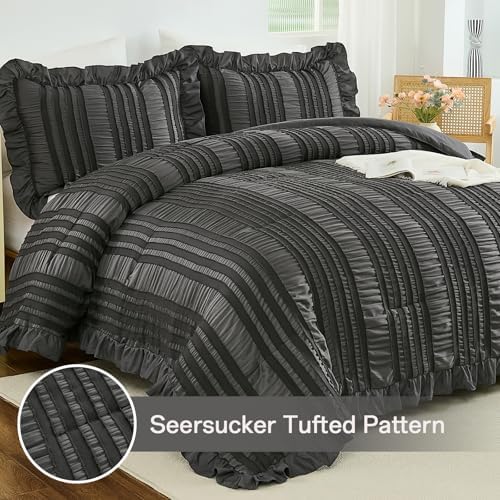 wongs bedding king size comforter,dark grey boho comforter shown in use