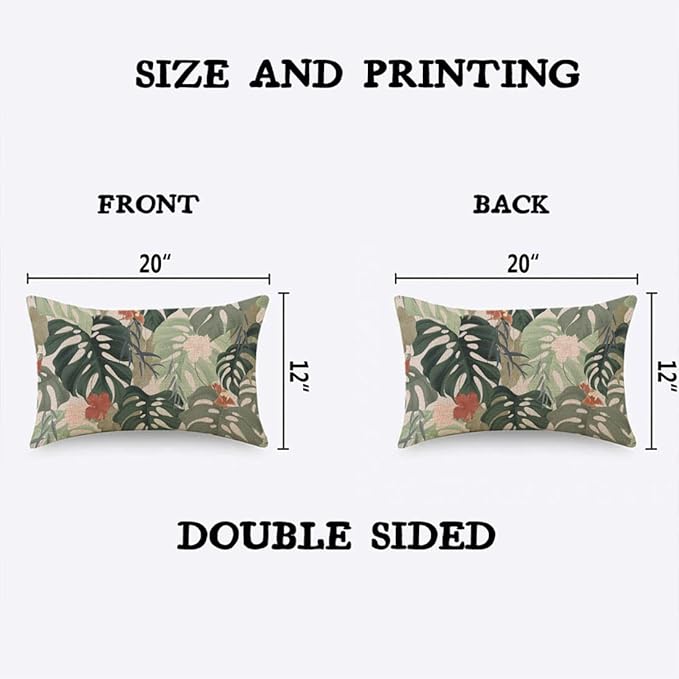 TKS MITLAN Hibiscus Flowers Pillow Covers 12 x 20 Inch Tropical Plants - Image 2