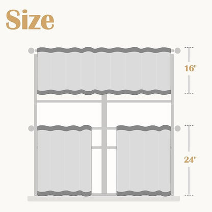 jinchan Linen Kitchen Curtains and Valance Set Tier Curtains 24 Inch Length - Image 2