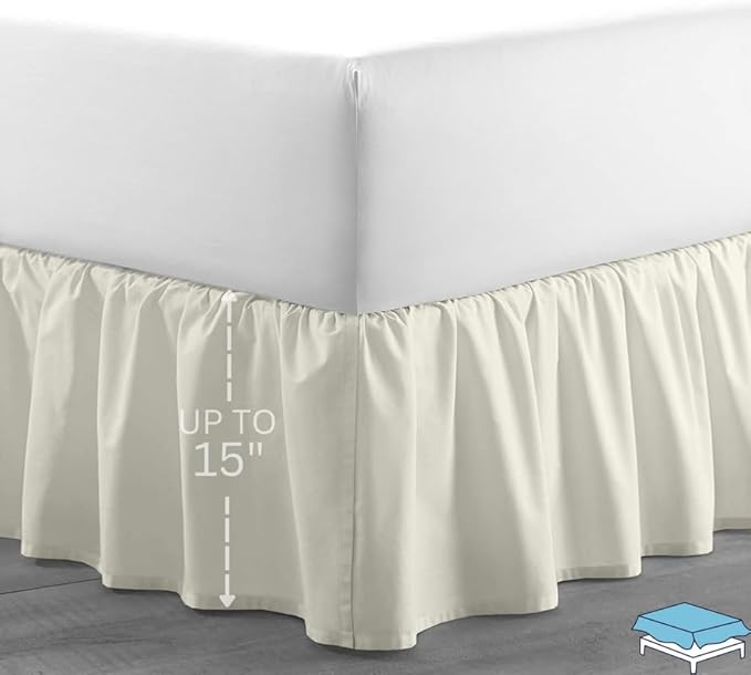 Ruffle Bed Skirt with Split Corners, Microfiber Dust Ruffled - Image 2