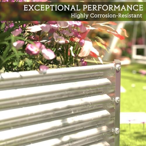 tall 8ft galvanized raised garden bed outdoor,above ground showing dimensions