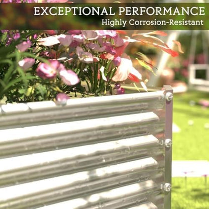 tall 8ft galvanized raised garden bed outdoor,above ground showing dimensions