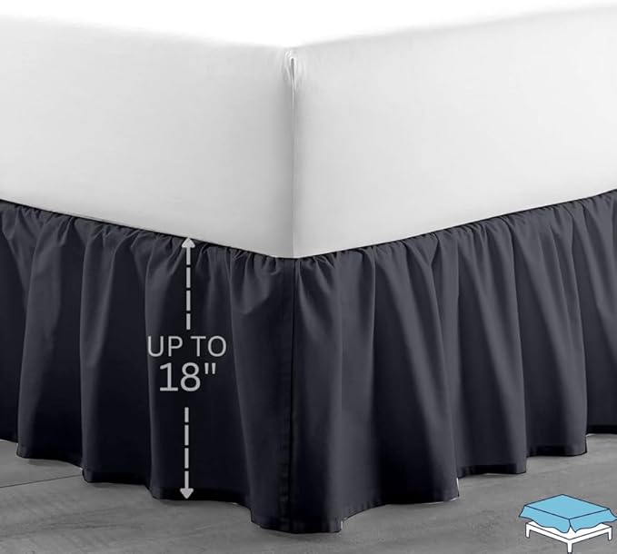 Ruffle Bed Skirt with Split Corners, Microfiber Dust Ruffled - Image 2