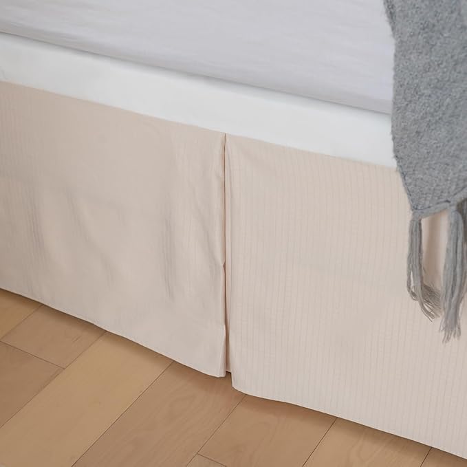 Full Bed Skirt, Grid Plaid Soft Quadruple Pleated Ruffle Bed Skirt, Tailored - Image 6