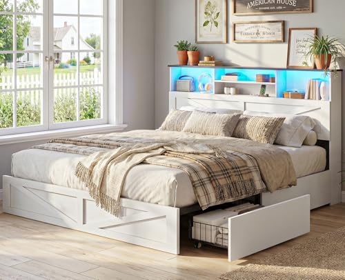 aogllati farmhouse king bed frame bed frame with on a desk or shelf