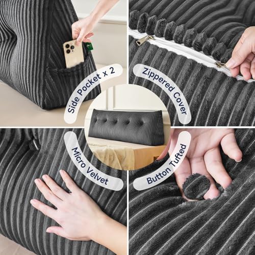 z-hom king size wedge headboard pillow with 1, side view