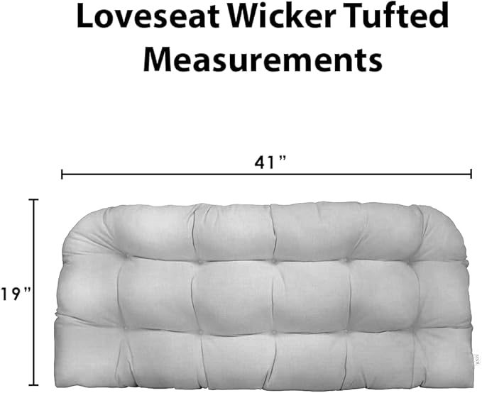 RSH DECOR: Tufted Wicker Loveseat Cushion | 41” x 19" | All-Weather Spun Fabric - Image 3