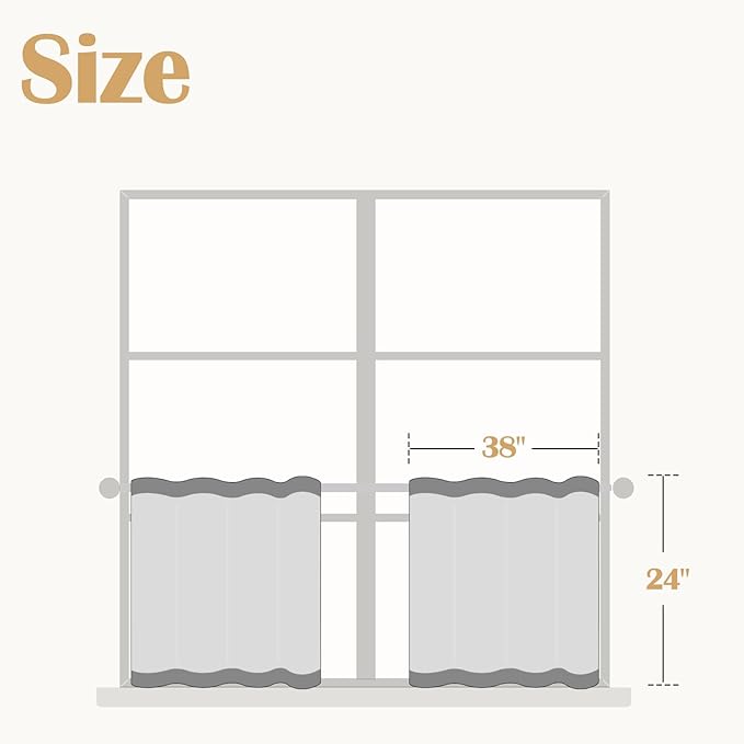 jinchan Boho Kitchen Curtains Linen Cafe Tier Curtains 24 Inch Bohemian - Image 2