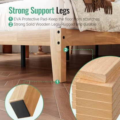 full size solid wood platform bed with led on a desk or shelf