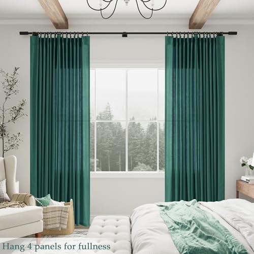 aersas dark green pinch pleated linen curtains 96 shown in use