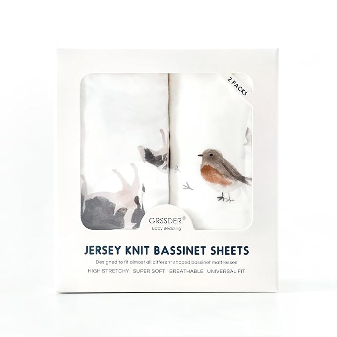 GRSSDER Stretchy Ultra Soft Bassinet Mattress Sheets 2 Pack, Universal Fitted - Image 2