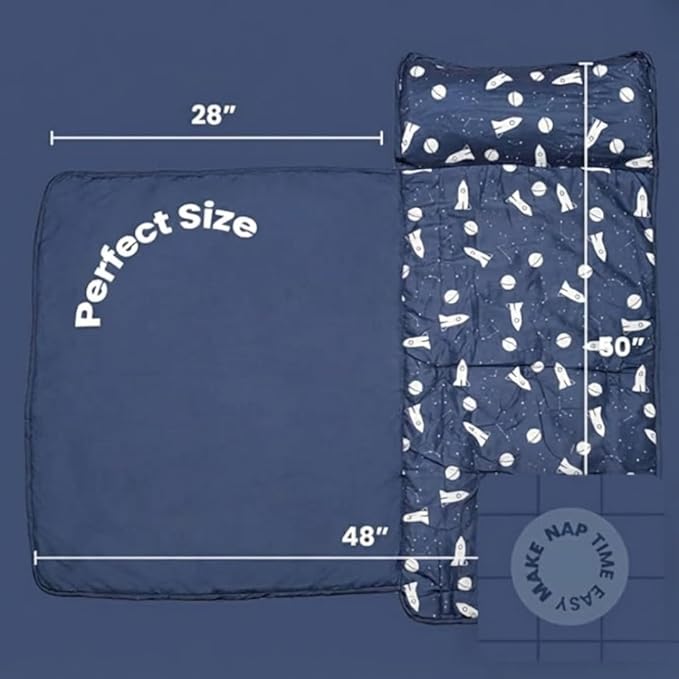 Toddler Nap Mat with Removable Pillow and Blanket - Image 3