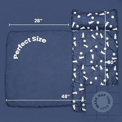 Toddler Nap Mat with Removable Pillow and Blanket - Image 3