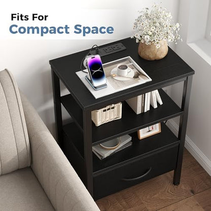 dumos night stand set 2 with charging station, front angle view