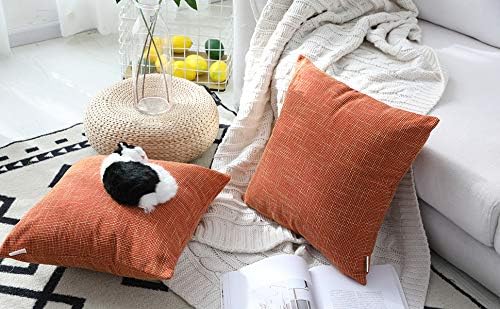 Kevin Textile Fall Pillow Covers Faux Linen Square 2 Tone Woven Autumn Throw - Image 7