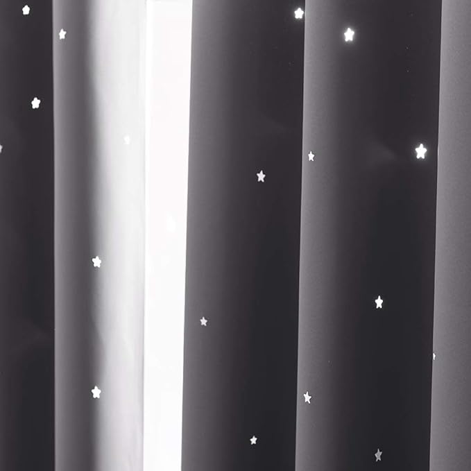 NICETOWN Gray Stars Kids Curtains - Image 3