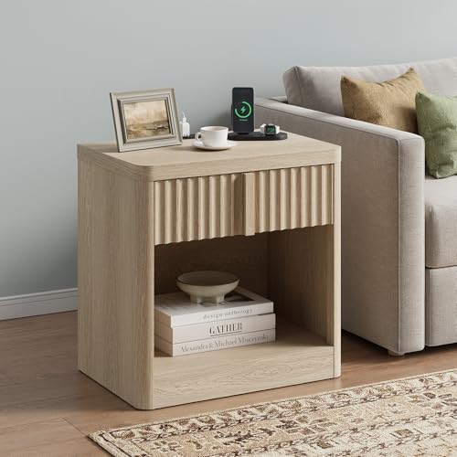 yansnwo 23.6" fluted nightstand set of 2 with, main product view