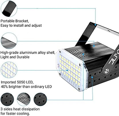[2-Pack] JLPOW Halloween Mini White Strobe Light, Super Bright 36 LED Strobe Lights for Party Sound Activated Strobe Lights,Best for Parties Club Disco KTV Bar Xmas Show, FBA-STBE01-2P