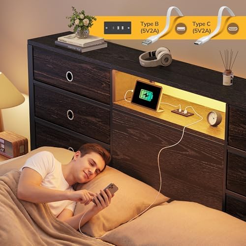 homkdom queen size bed frame with 8 drawers, package contents